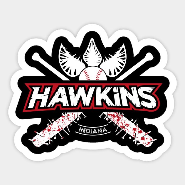 Hawkins Baseball Shirt - Double Sided Print Sticker by RetroReview